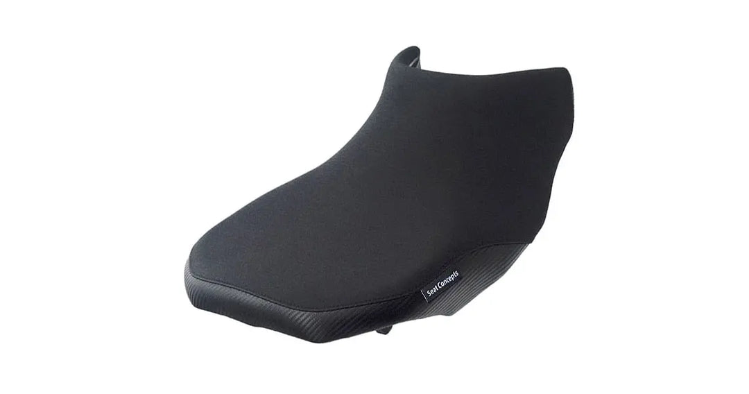 Seat Concepts Komfort-Fahrersitz mit Rear Foam &amp; Cover Kit BMW R1200 GS Adventure / R1250 GS Adventure, Black Sandpaper, Seiten Black Carbon Fiber