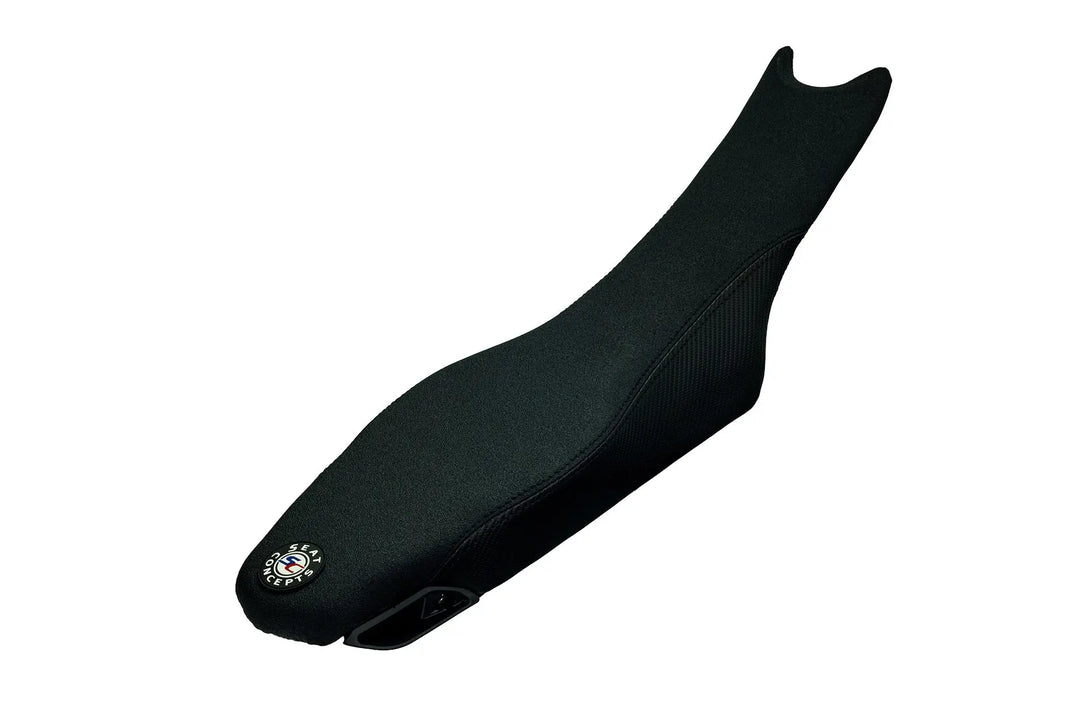 Seat Concepts Komfort Foam &amp; Cover Kit Ducati Desmo450 MX, Black Sandpaper, Seiten Black Carbon Fiber