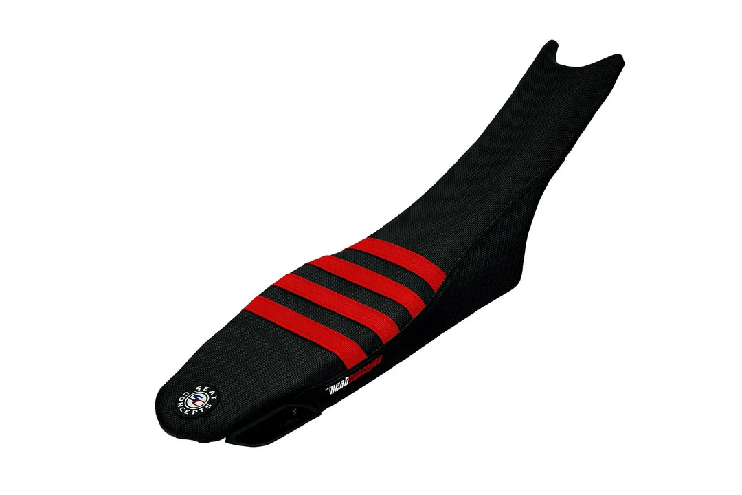 Seat Concepts Element Foam &amp; Cover Kit Ducati Desmo450 MX, Black Wire / Black Wire / Blood Red Wire
