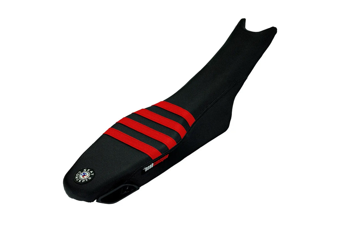 Seat Concepts Element Foam &amp; Cover Kit Ducati Desmo450 MX, Black Wire / Black Wire / Blood Red Wire