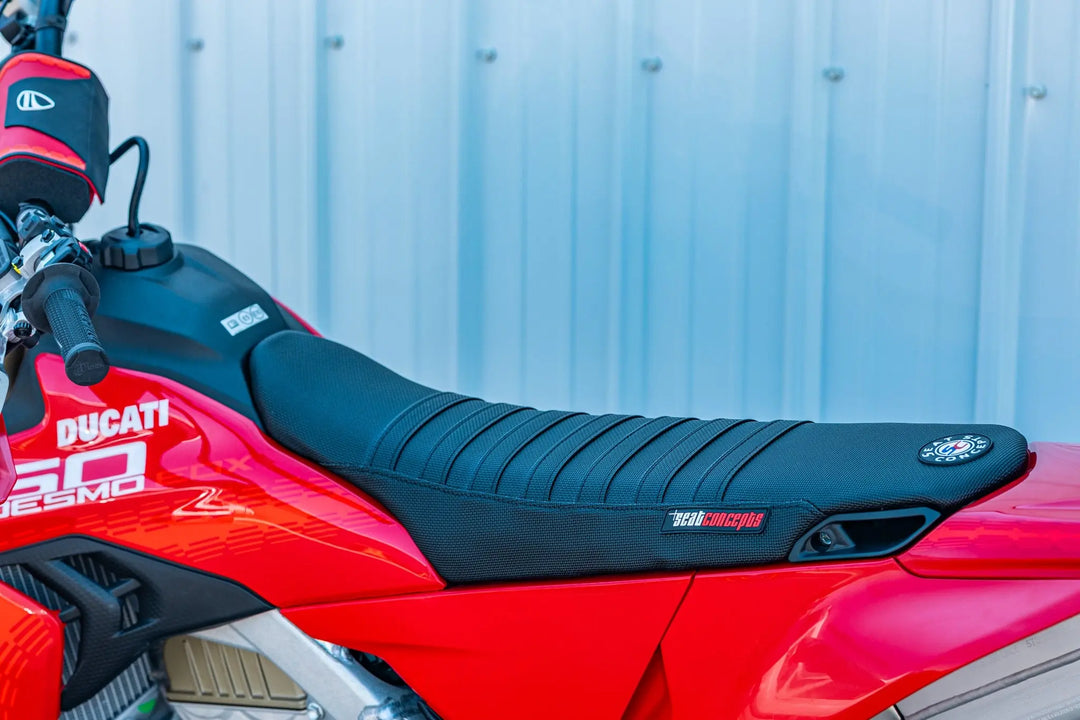 Seat Concepts Race 2.0 Foam &amp; Cover Kit Ducati Desmo450 EDS, Black Wire / Black Wire / Black Wire