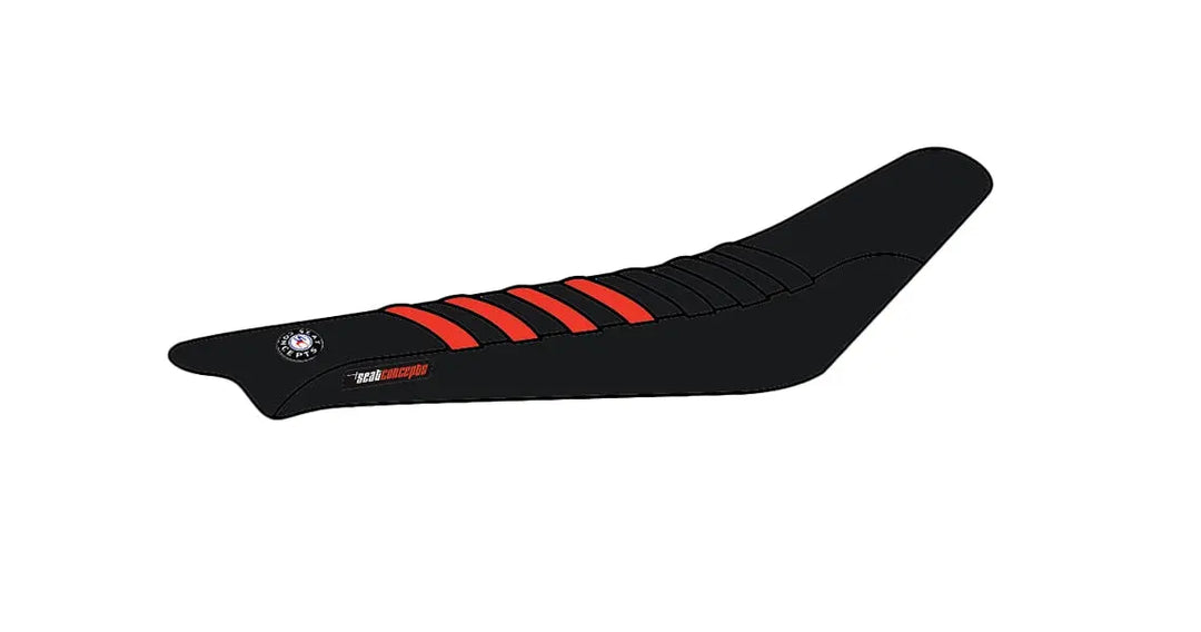 Seat Concepts Race 2.0 Foam &amp; Cover Kit GASGAS EC / XC / Rieju MR, Black Wire / Black Wire / Blood Red Wire (Abbildung zeigt die niedrige Ausführung)