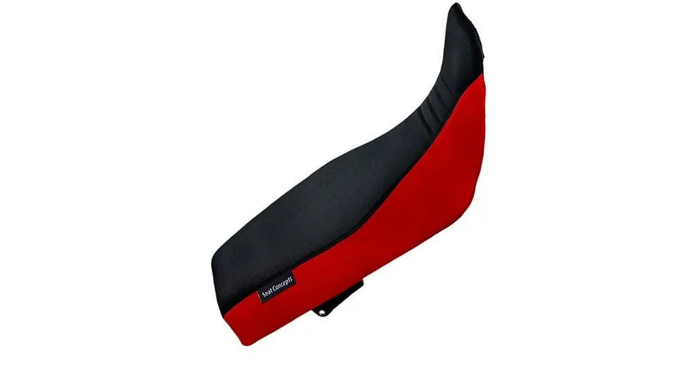 Seat Concepts Komfort-Sitzbank Honda XR600R / XR650L, Black Semi-Grip, Seiten Red Carbon Fiber