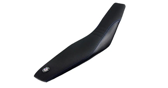 Seat Concepts Komfort-Sitzbank Husqvarna FE / TE / FC / TC, Black Sandpaper, Seiten Black Carbon Fiber, Naht blau