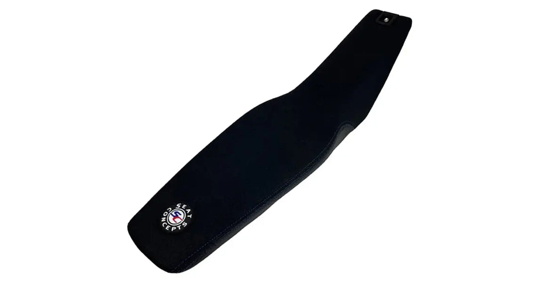 Seat Concepts Komfort-Sitzbank Husqvarna FE / TE / FC / TC, Black Sandpaper, Seiten Black Carbon Fiber, Naht schwarz