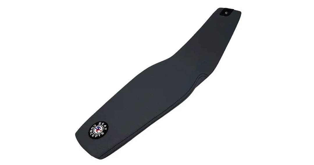 Seat Concepts Komfort-Sitzbank Husqvarna FE / TE / FC / TC, Black Sandpaper, Seiten Black Carbon Fiber, Naht blau