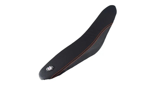Seat Concepts Komfort-Sitzbank KTM EXC-F / EXC / SX-F / SX, Black Sandpaper, Seiten Black Carbon Fiber, Naht orange