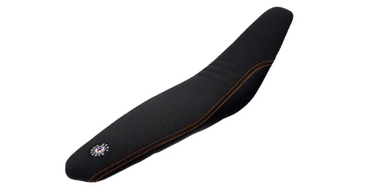 Seat Concepts Komfort-Sitzbank KTM EXC-F / EXC / SX-F / SX, Black Sandpaper, Seiten Black Carbon Fiber, Naht orange