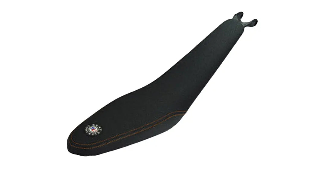 Seat Concepts Komfort Foam &amp; Cover Kit KTM Freeride, Black Sandpaper, Seiten Black Carbon Fiber, Naht orange