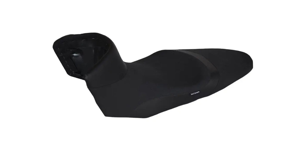 Seat Concepts Komfort-Sitzbank KTM 1090 / 1190 Adventure, 1290 Super Adventure, Black Semi-Grip, Seiten Black Carbon Fiber, Naht orange (Abbildung zeigt Standardhöhe)