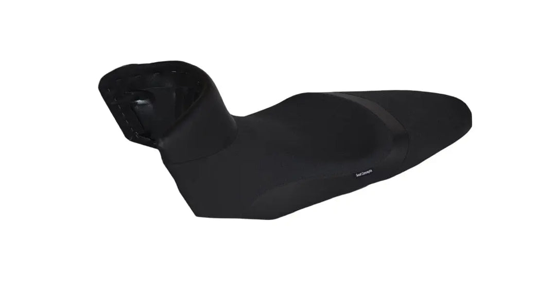 Seat Concepts Komfort-Sitzbank KTM 1090 / 1190 Adventure, 1290 Super Adventure, Black Semi-Grip, Seiten Black Carbon Fiber, Naht orange (Abbildung zeigt Standardhöhe)