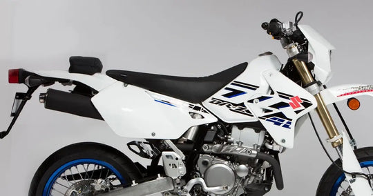 Seat Concepts Komfort-Sitzbank Suzuki DR-Z400, Black Sandpaper, Seiten Black Carbon Fiber