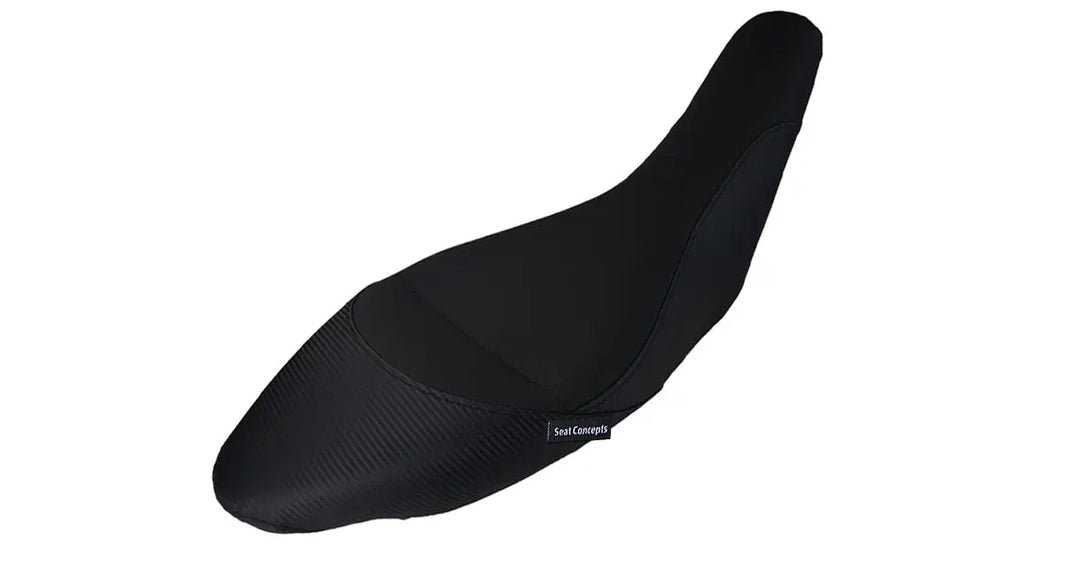 Seat Concepts Commuter Sitzbank Suzuki DR-Z400, Black Sandpaper, Seiten Black Carbon Fiber