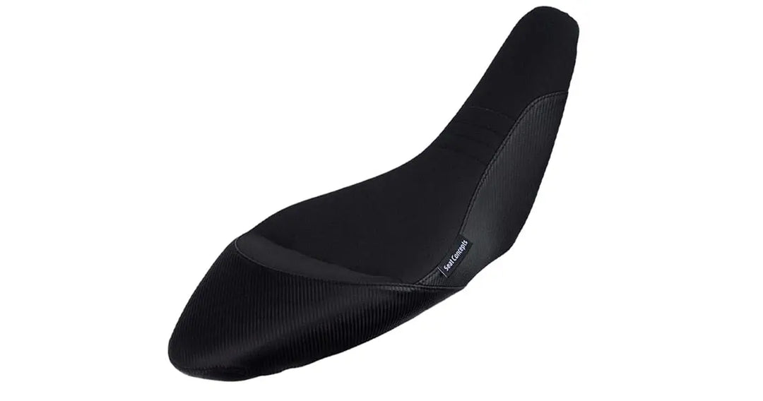 Seat Concepts Commuter Sitzbank Suzuki DR-Z400, Black Semi-Grip, Seiten Black Carbon Fiber
