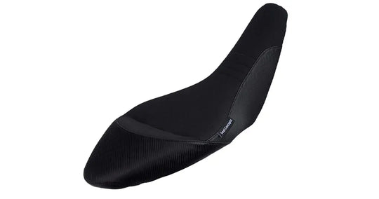 Seat Concepts Commuter Sitzbank Suzuki DR-Z400, Black Semi-Grip, Seiten Black Carbon Fiber