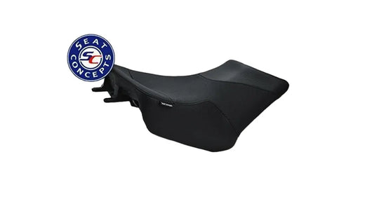 Seat Concepts Komfort Foam &amp; Cover Kit mit Soziusbezug Triumph Tiger Explorer / Tiger 1200, Black Sandpaper, Seiten Black Carbon Fiber