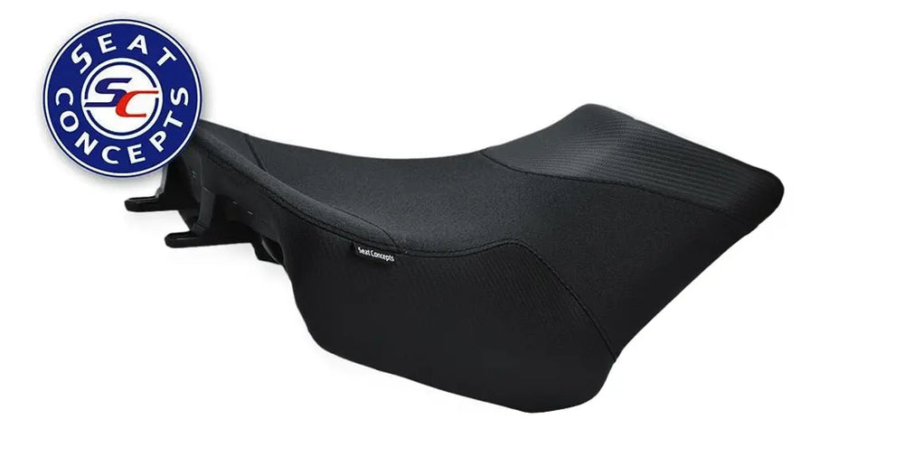 Seat Concepts Komfort Foam & Cover Kit mit Soziusbezug Triumph Tiger Explorer / Tiger 1200, Black Sandpaper, Seiten Black Carbon Fiber