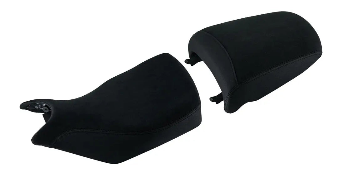 Seat Concepts Komfort Foam &amp; Cover Kit Triumph Tiger 900, Black Diamante, Seiten Black Luna (Abbildung zeigt zusätzlich den Soziusbezug)