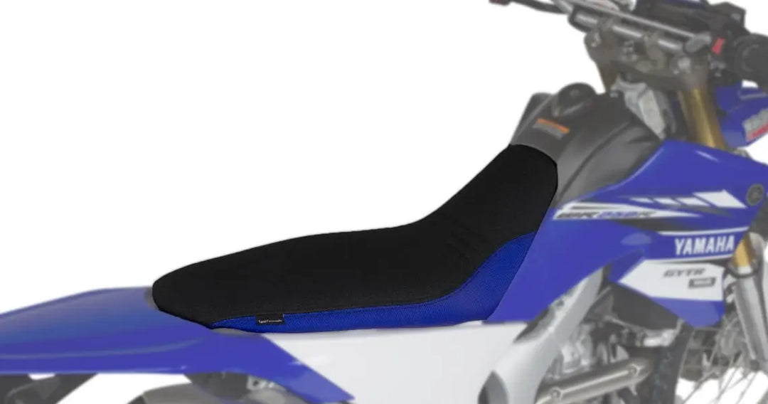 Seat Concepts Komfort-Sitzbank Yamaha WR250R / WR250X, Black Sandpaper, Seiten Cobalt Blue Wire
