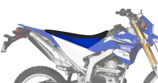 Seat Concepts Komfort-Sitzbank Yamaha WR250R / WR250X, Black Sandpaper, Seiten Cobalt Blue Wire