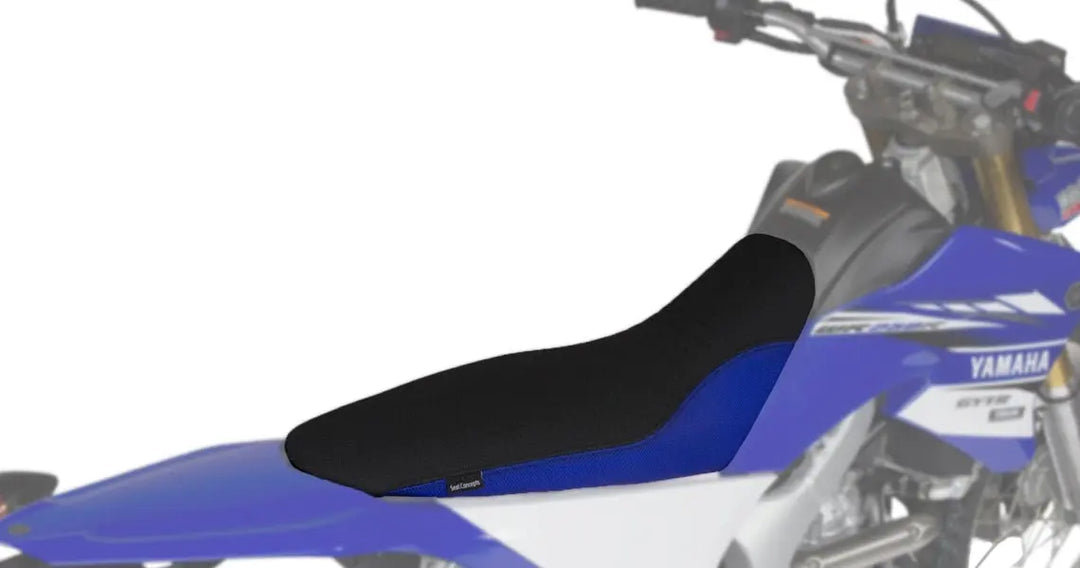Seat Concepts Komfort-Sitzbank Yamaha WR250R / WR250X, Black Sandpaper, Seiten Cobalt Blue Wire