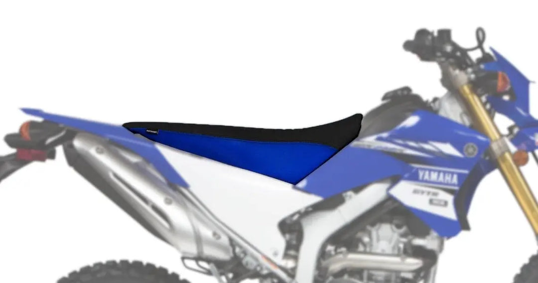 Seat Concepts Komfort-Sitzbank Yamaha WR250R / WR250X, Black Sandpaper, Seiten Cobalt Blue Wire