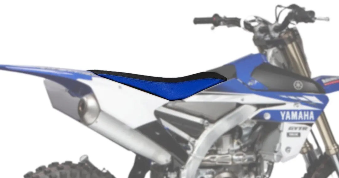 Seat Concepts Komfort-Sitzbank Yamaha YZ250F / YZ450F / WR250F / WR450F, Black Sandpaper, Seiten Cobalt Blue Wire