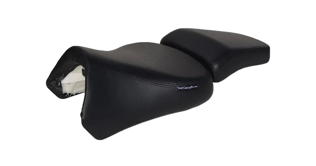 Seat Concepts Komfort Front &amp; Rear Foam &amp; Cover Kit Yamaha XT1200Z Super Tenere, Black Sandpaper, Seiten Black Carbon Fiber