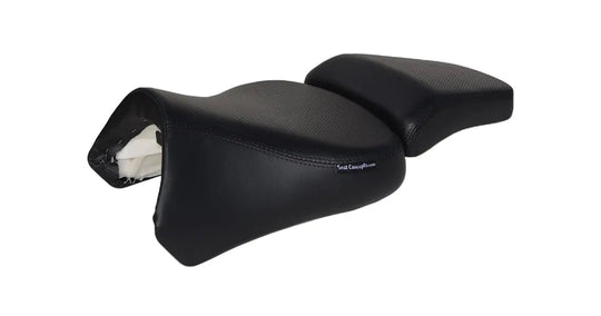 Seat Concepts Komfort Foam &amp; Cover Kit mit Soziusbezug Yamaha XT1200Z Super Tenere, Black Sandpaper, Seiten Black Carbon Fiber