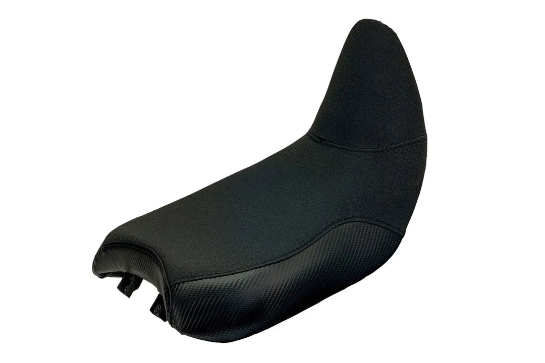 Seat Concepts Komfort-Fahrersitz mit Soziusbezug Royal Enfield Himalayan 450, Black Sandpaper, Seiten Black Carbon Fiber