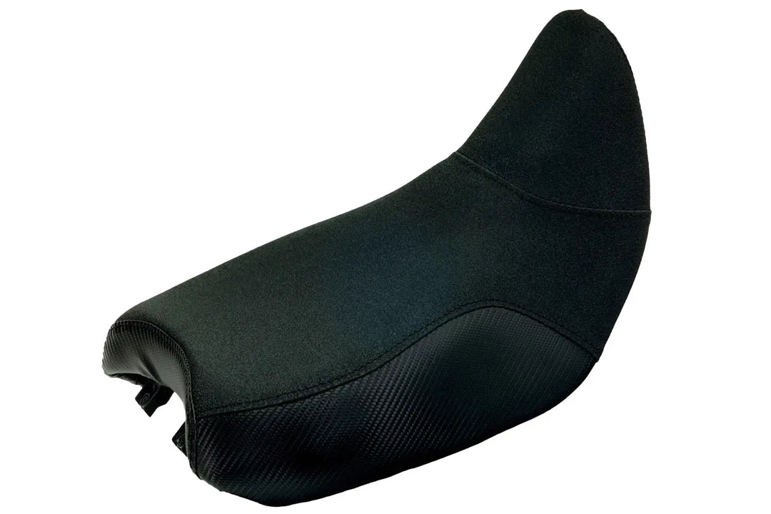 Seat Concepts Komfort-Fahrersitz mit Soziusbezug Royal Enfield Himalayan 450, Black Sandpaper, Seiten Black Carbon Fiber