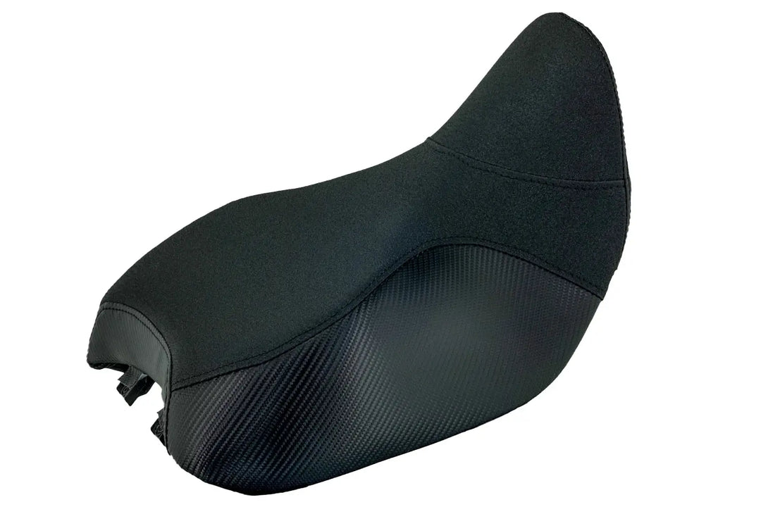 Seat Concepts Komfort-Fahrersitz Royal Enfield Himalayan 450, Black Sandpaper, Seiten Black Carbon Fiber